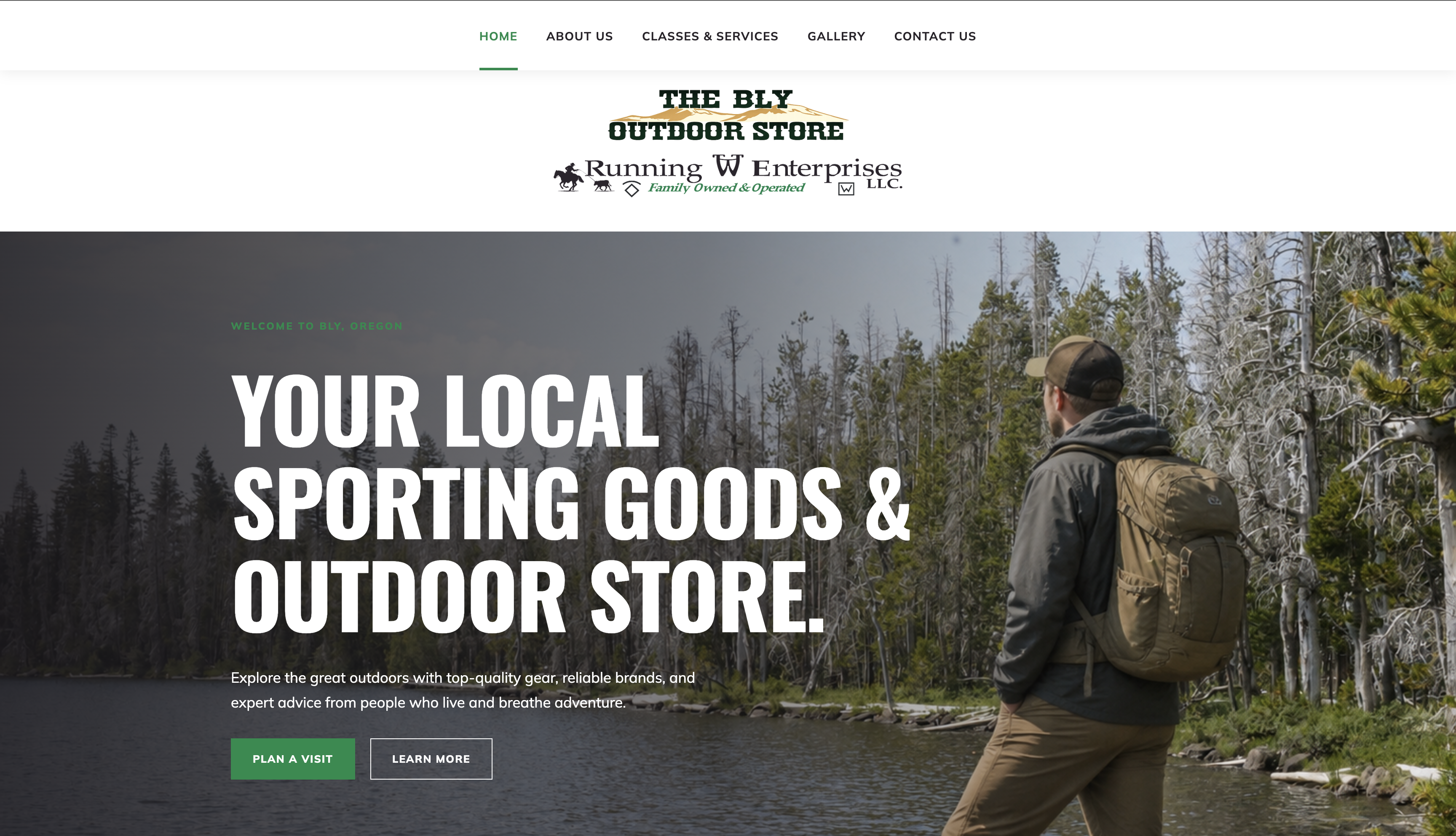 The Bly Outdoor Store website preview